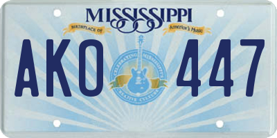 MS license plate AKO447