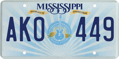 MS license plate AKO449