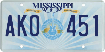 MS license plate AKO451