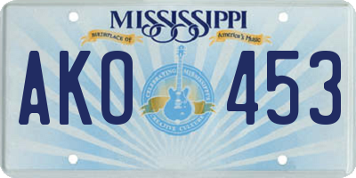 MS license plate AKO453