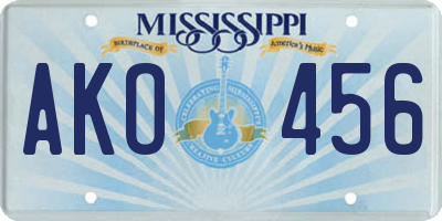 MS license plate AKO456