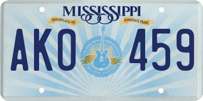 MS license plate AKO459