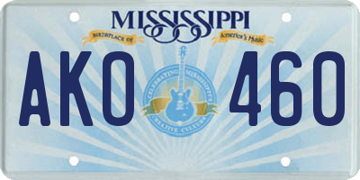 MS license plate AKO460