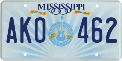 MS license plate AKO462