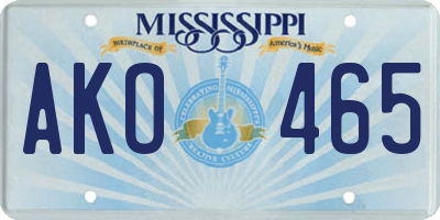 MS license plate AKO465