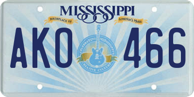 MS license plate AKO466