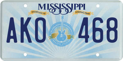 MS license plate AKO468
