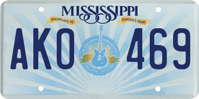 MS license plate AKO469