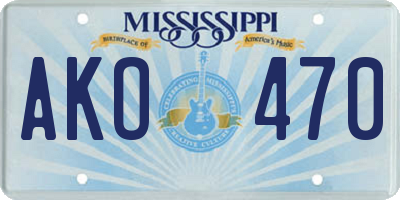 MS license plate AKO470