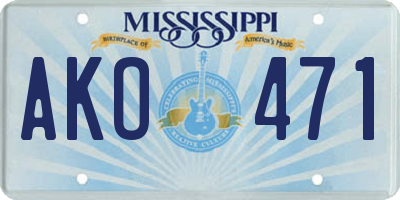 MS license plate AKO471