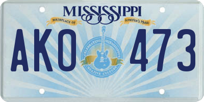 MS license plate AKO473