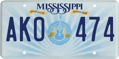 MS license plate AKO474