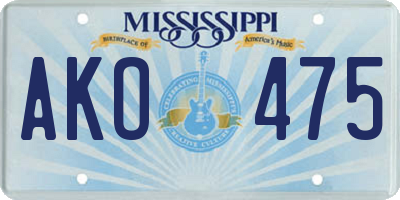 MS license plate AKO475