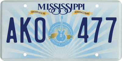 MS license plate AKO477