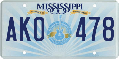 MS license plate AKO478