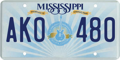 MS license plate AKO480