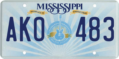 MS license plate AKO483