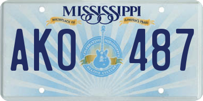 MS license plate AKO487