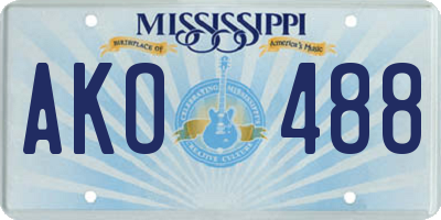 MS license plate AKO488