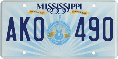 MS license plate AKO490