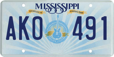 MS license plate AKO491