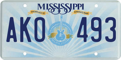 MS license plate AKO493