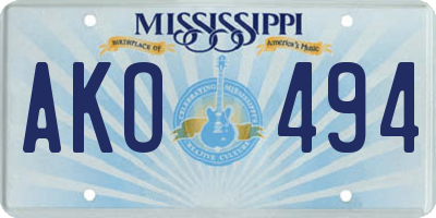 MS license plate AKO494