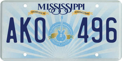 MS license plate AKO496