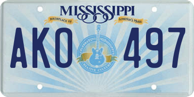 MS license plate AKO497