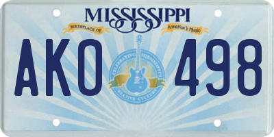MS license plate AKO498