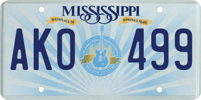 MS license plate AKO499