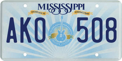 MS license plate AKO508