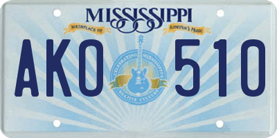 MS license plate AKO510