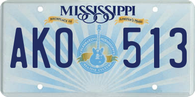 MS license plate AKO513