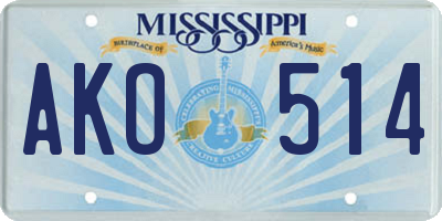 MS license plate AKO514