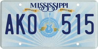 MS license plate AKO515