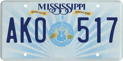 MS license plate AKO517