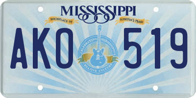 MS license plate AKO519