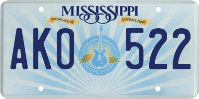MS license plate AKO522