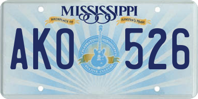 MS license plate AKO526