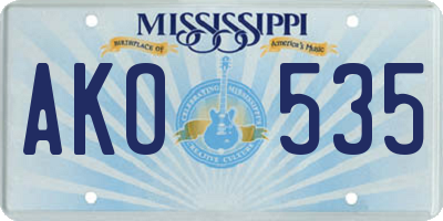 MS license plate AKO535
