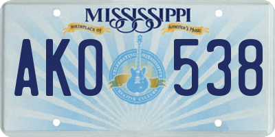 MS license plate AKO538