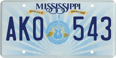 MS license plate AKO543