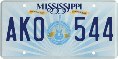MS license plate AKO544