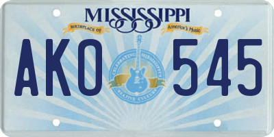 MS license plate AKO545