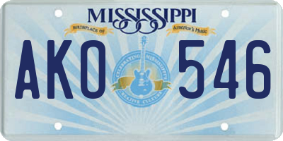 MS license plate AKO546