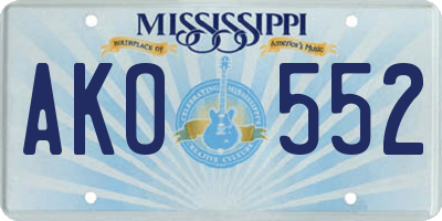 MS license plate AKO552