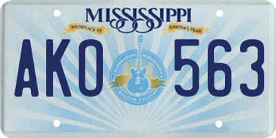MS license plate AKO563
