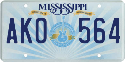 MS license plate AKO564