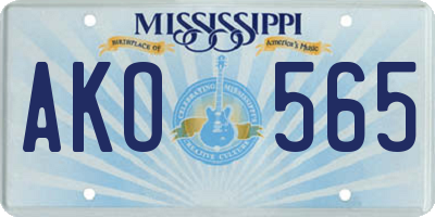 MS license plate AKO565